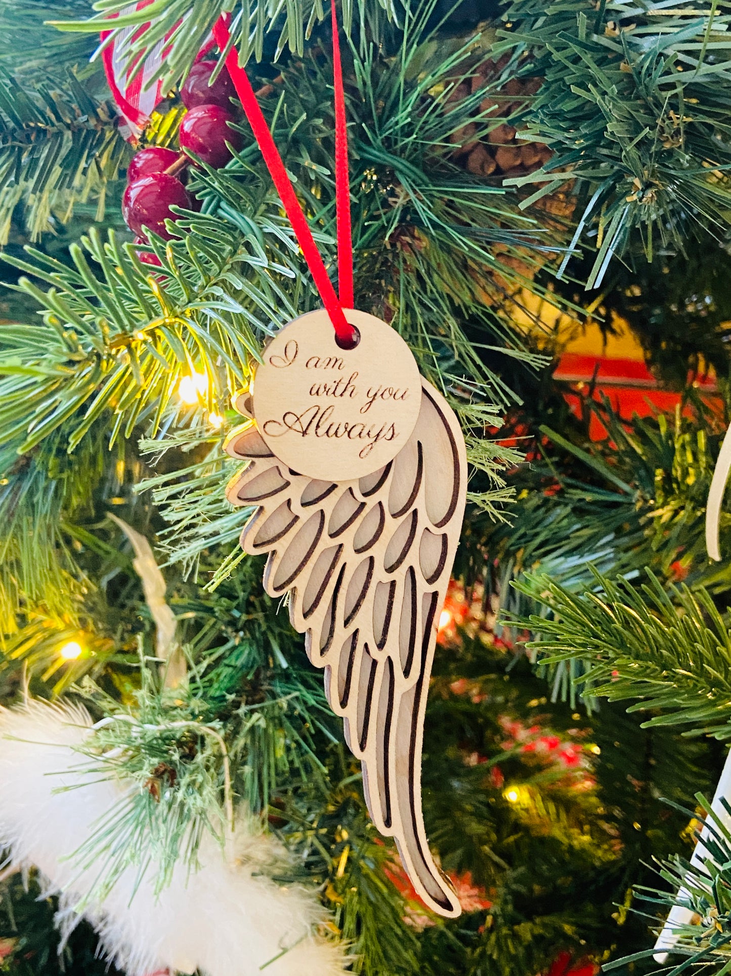 Wooden Angel Wing Ornament