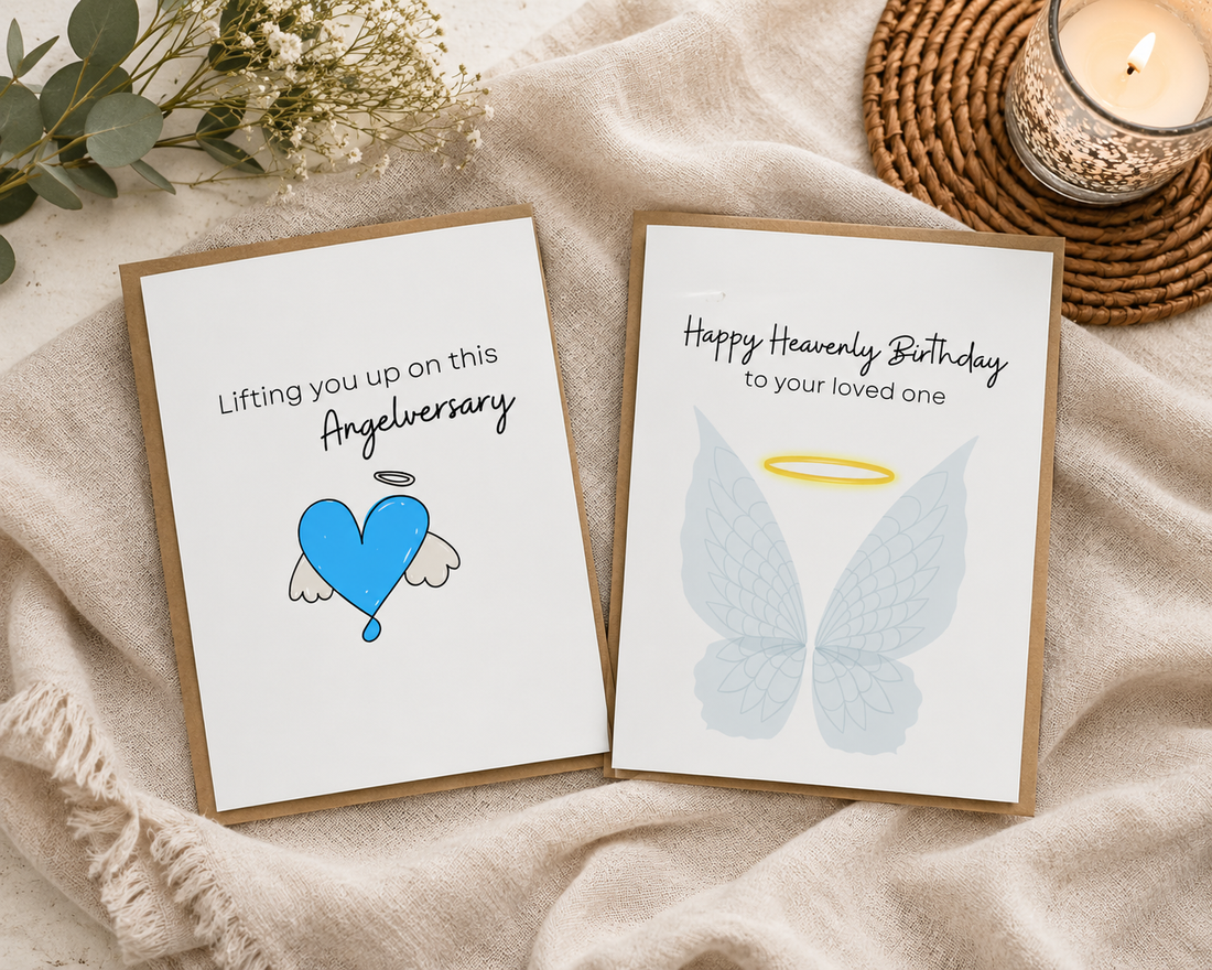 Angelversary and heavenly birthday grief cards for remembering special dates after loss