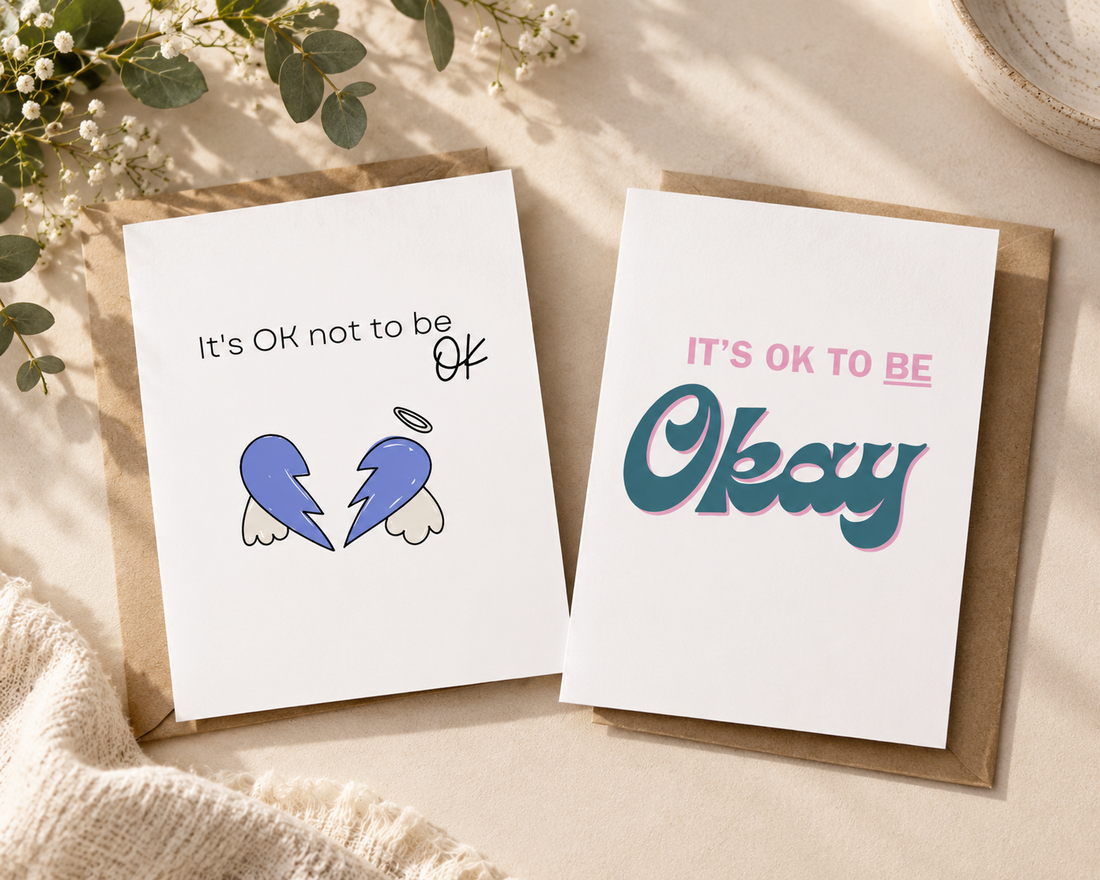 Butterflies + Halos It's OK Not to Be OK and It's OK to Be Okay mental health and grief support cards