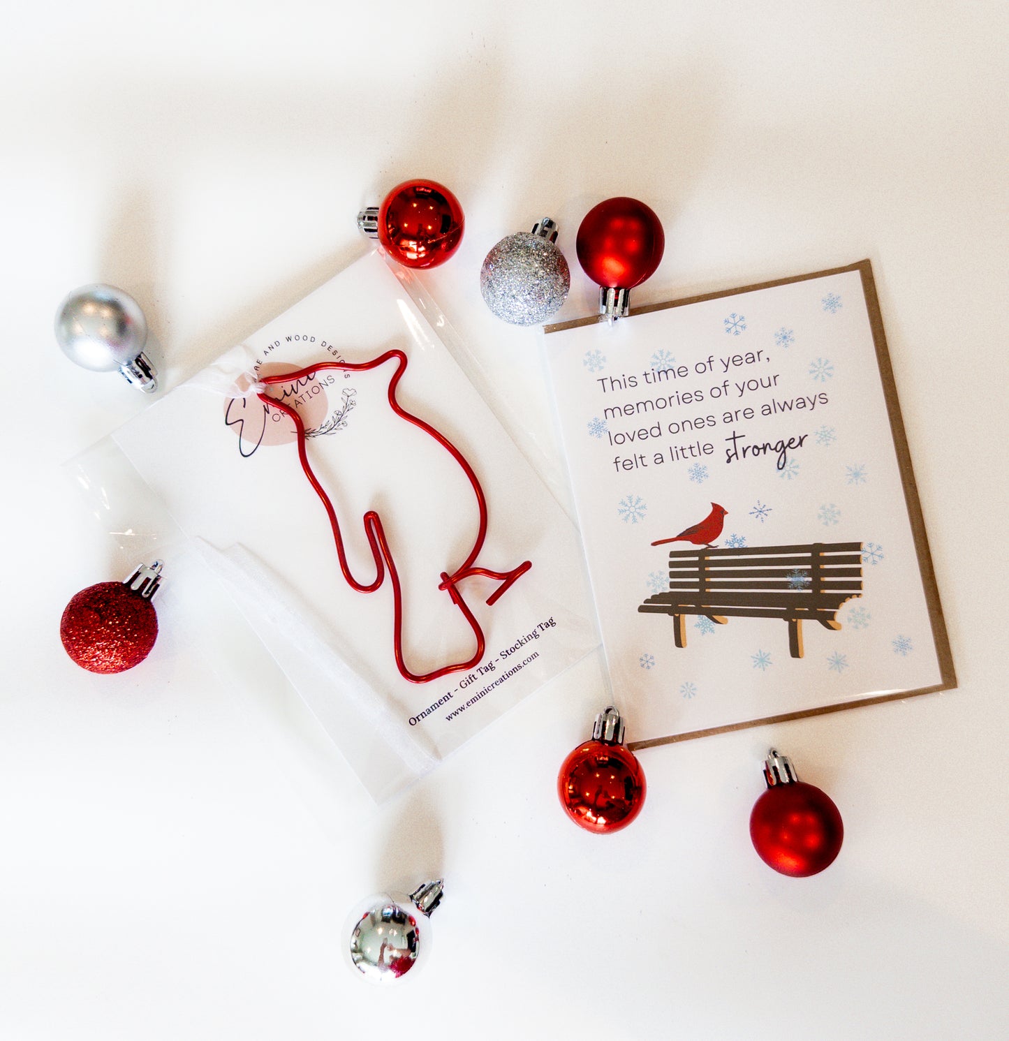 Holiday Cardinal Gift Bundle – Comforting Grief Card + Cardinal Ornament (Limited Edition)