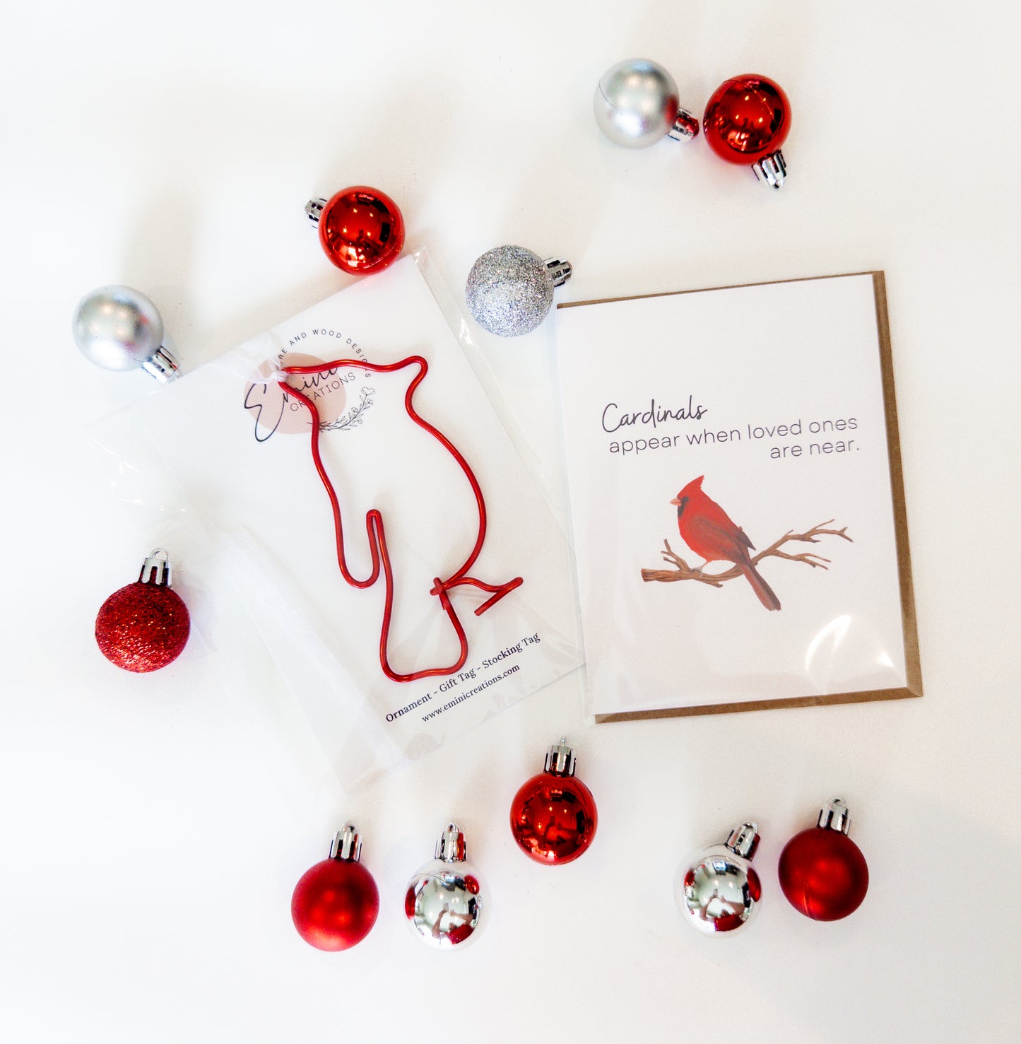Holiday Cardinal Gift Bundle – Comforting Grief Card + Cardinal Ornament (Limited Edition)