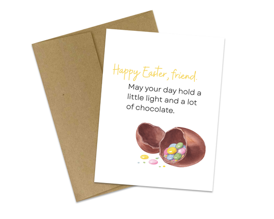 Happy Easter Friend Card – Easter Chocolate Bunny Card | Cute Easter Greeting Card