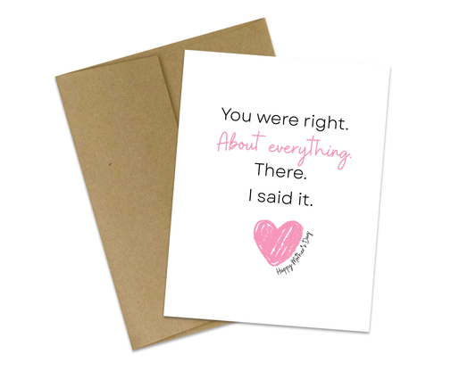 You Were Right About Everything – Funny Mother’s Day Card