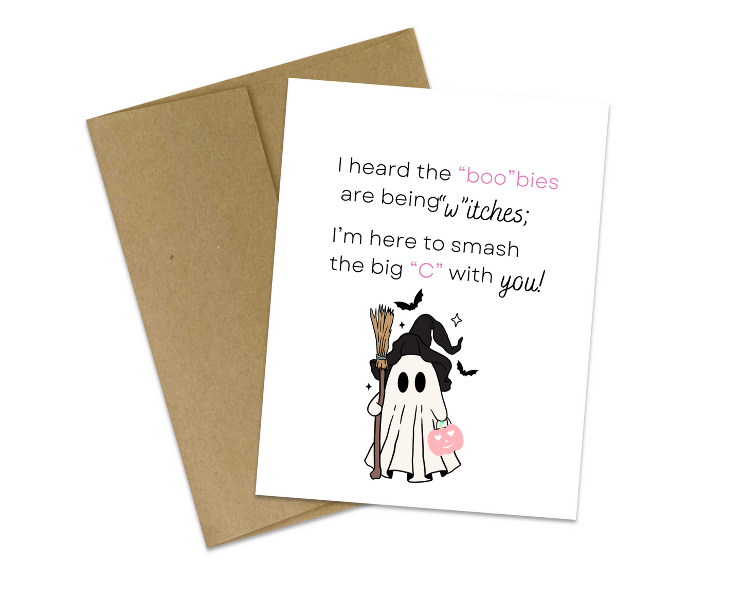 I heard the "boo"bies are being "w"itches greeting card