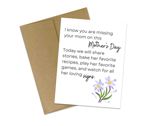 I know you are missing your mom on this Mother's Day - Today we will share stories, bake her favorite reps, play her favorite games, and watch for all her loving signs